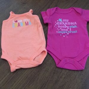 Grandma bundle of two NB onesies